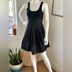 BCBGMAXAZRIA Black Modal Jersey Top Taffeta Skirt Sleeveless Dress Size 2